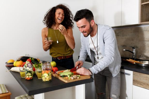 Preparing food at the kitchen