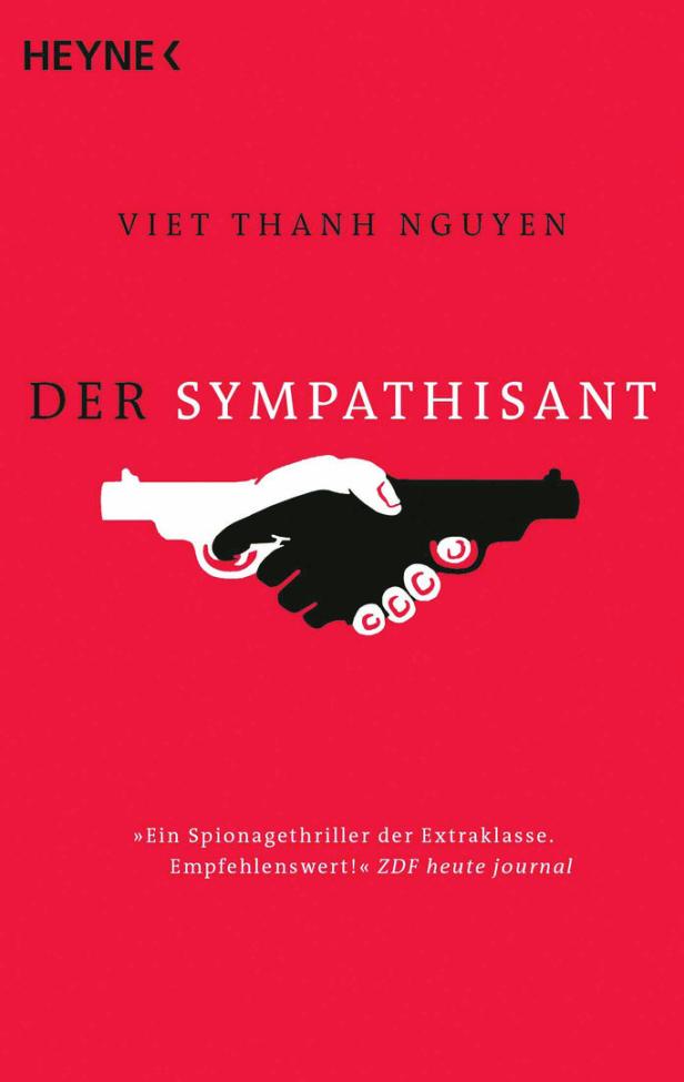 Das Cover des Buches „Der Sympathisant“ von Viet Thanh Nguyen zeigt einen Händedruck, der als Pistole geformt ist.