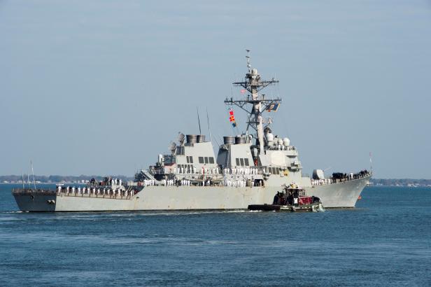 FILE PHOTO: The guided-missile destroyer USS Arleigh Burke gets underway as part of the Harry S. Truman Carrier Strike Group in Norfolk