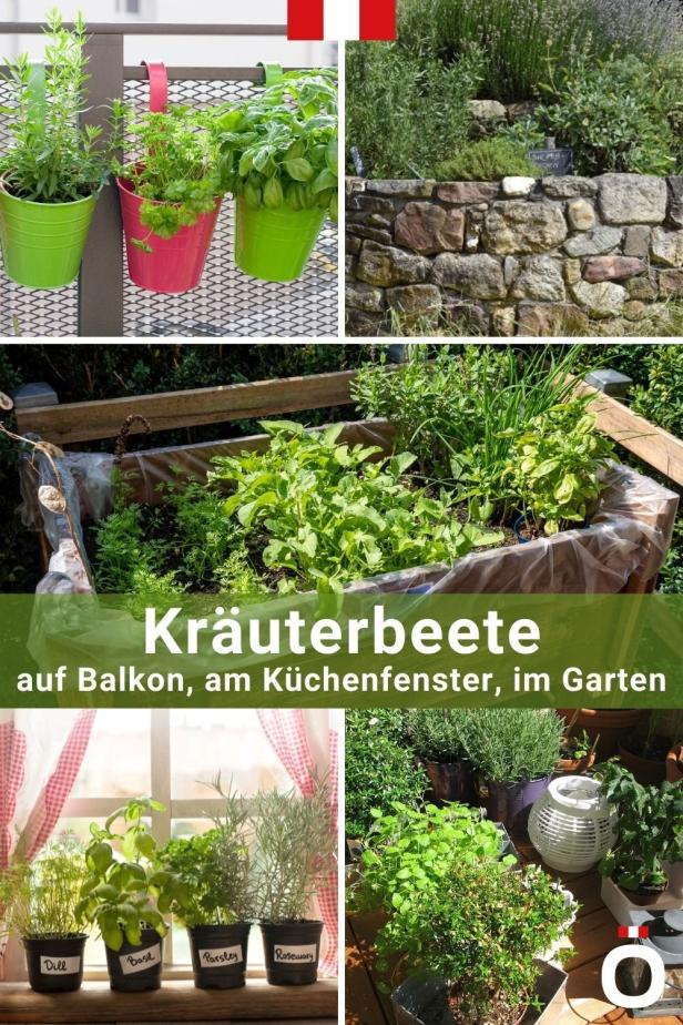 Kräuterbeet Balkon, Küchenfenster, Garten