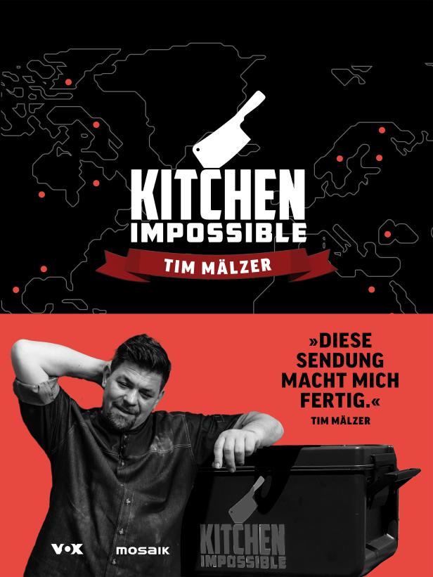 Ein Werbeplakat für die Sendung „Kitchen Impossible“ mit Tim Mälzer.