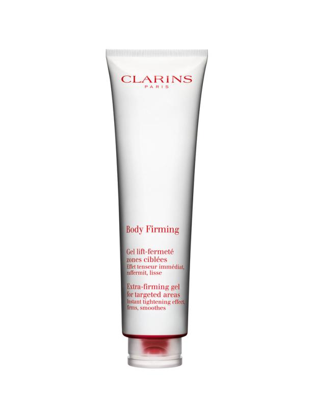 Eine Tube Clarins Body Firming Gel für gezielte Körperzonen.