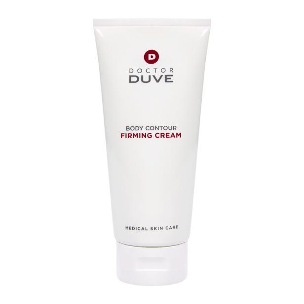 Eine Tube „Body Contour Firming Cream“ von Doctor Duve für medizinische Hautpflege.