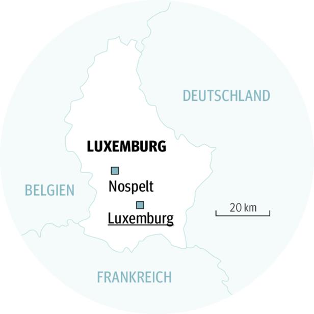 Eine Karte von Luxemburg, umgeben von Belgien, Deutschland und Frankreich.