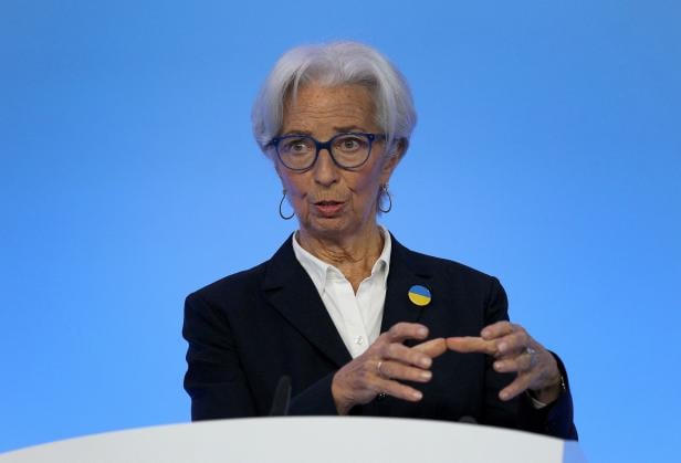 FILE PHOTO: ECB President Christine Lagarde holds news conference following Governing Council's monetary meeting, in Frankfurt