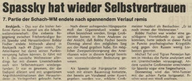 Fischer – Spasski 1972: "Kampf der Systeme" in KURIER-Schlagzeilen