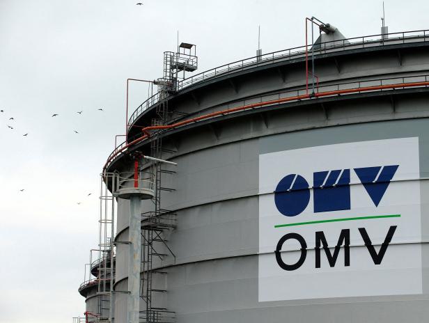 FILE PHOTO: The logo of Austrian oil and gas group OMV is pictured on an oil tank at the refinery in Schwechat