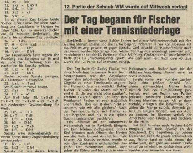 Fischer – Spasski 1972: "Kampf der Systeme" in KURIER-Schlagzeilen