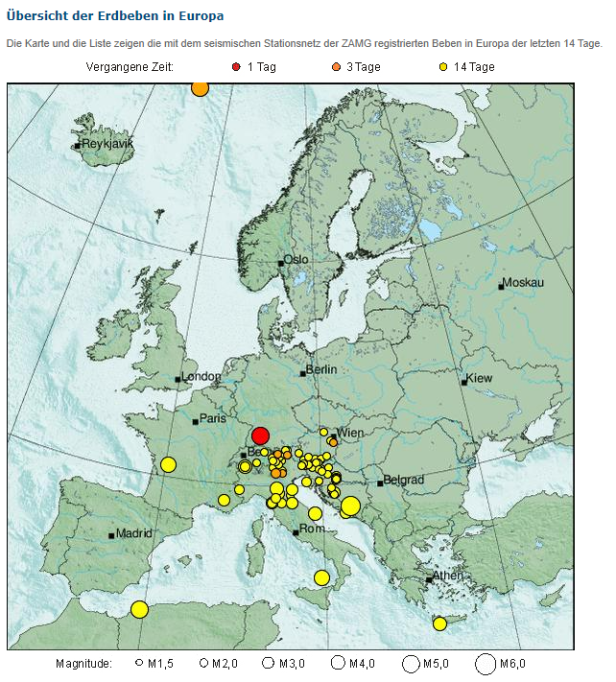 Erdbeben in Deutschland auch in Österreich spürbar
