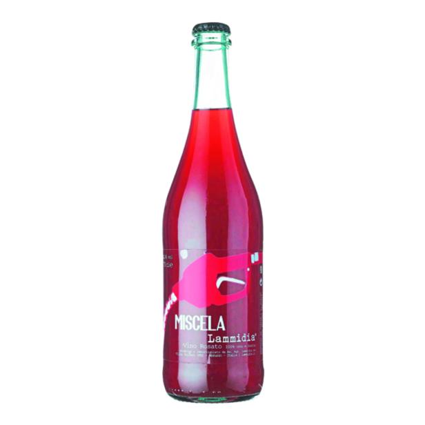 Eine Flasche Miscela Lammidia Vino Rosato mit einem roten Etikett.