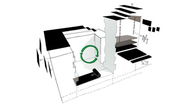 Eine schematische Darstellung eines Rohstofflagers für Moringa von kadawittfeldarchitektur.