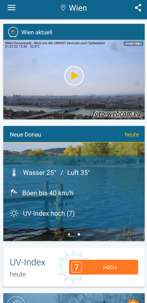 Ein Blick auf Wien und die Neue Donau von der UBIMET-Zentrale.