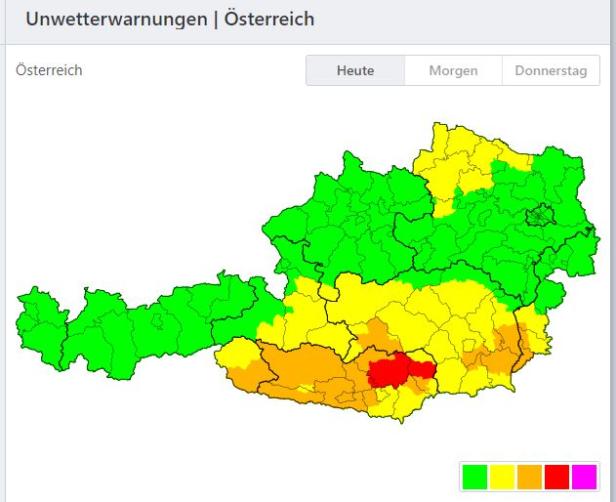 Warnstufe Rot: Unwetter sind in den Süden Österreichs abgezogen