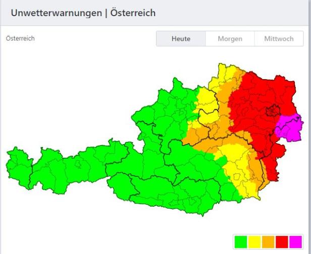 Die Wetterwarnung für den Osten Österreichs wurde aufgehoben