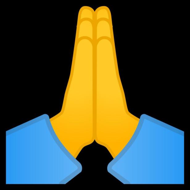 Ein Emoji, das gefaltete Hände in Gebetshaltung zeigt.