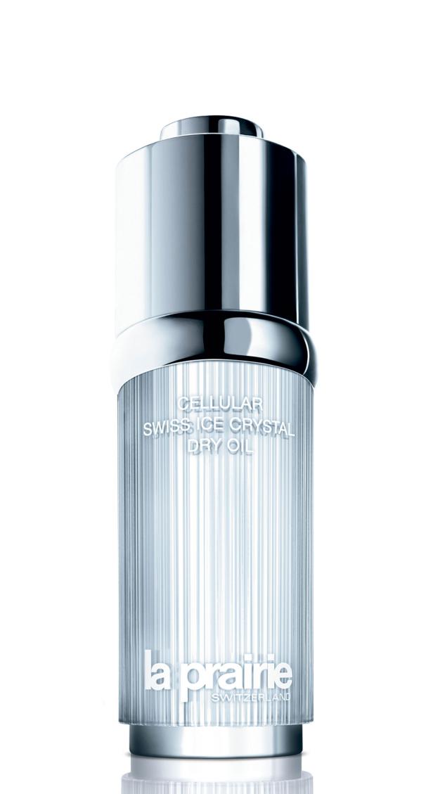 Eine Flasche „Cellular Swiss Ice Crystal Dry Oil“ von La Prairie.