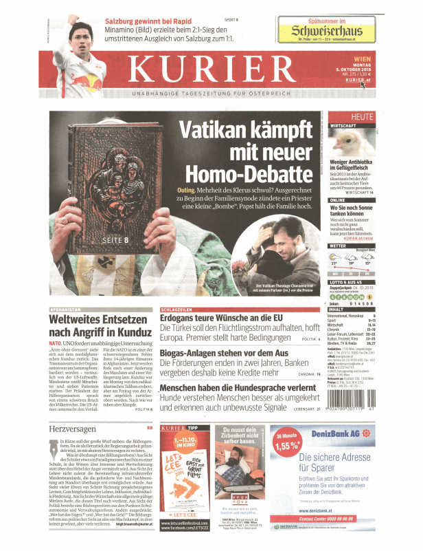 Titelseiten vom 05.10.2015