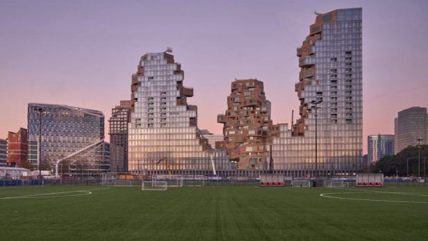 Die ungewöhnliche Architektur des Bürogebäudes „Valley“ in Amsterdam.