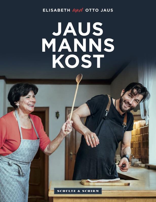 Das Cover des Kochbuchs „Jaus Manns Kost“ mit Elisabeth und Otto Jaus in der Küche.