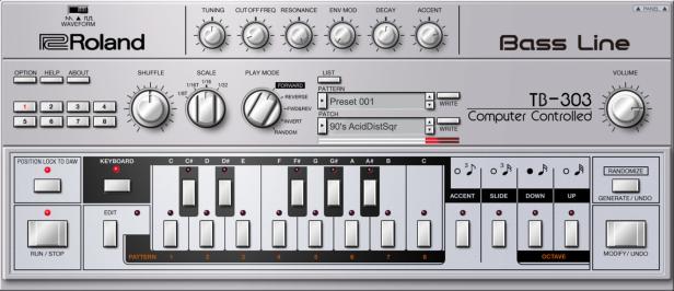 Ein Roland TB-303 Bass Line Synthesizer.