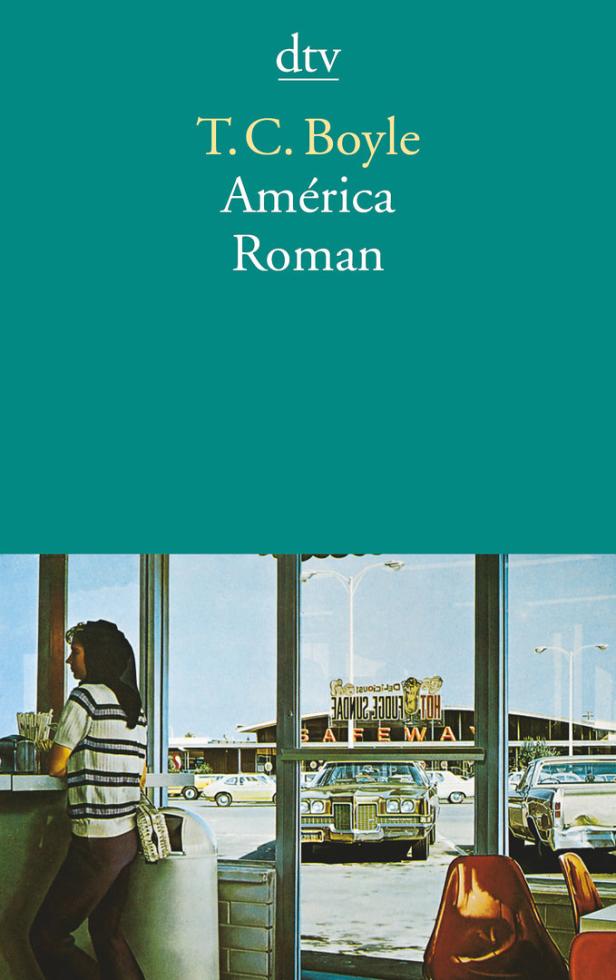 Das Buchcover von T.C. Boyles „América“ zeigt eine Frau in einem Diner.