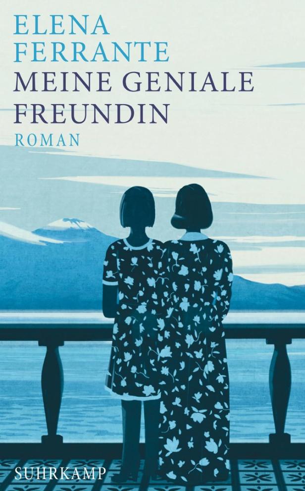 Das Buchcover von Elena Ferrantes „Meine geniale Freundin“ zeigt zwei Mädchen am Meer.