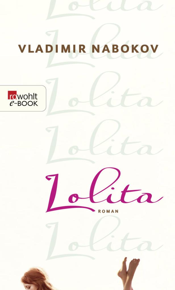 Das Cover des Buches „Lolita“ von Vladimir Nabokov mit dem Titel in Pink und dem Unterkörper eines jungen Mädchens.