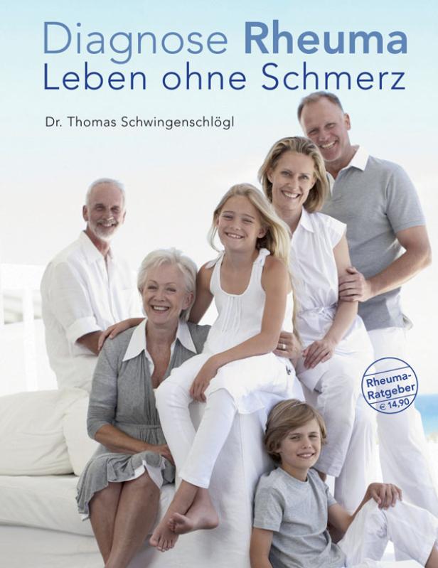 Das Cover des Buches „Diagnose Rheuma – Leben ohne Schmerz“ mit einer lächelnden Familie.