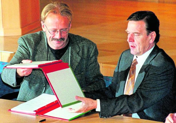 Koalitionsvertrag - Schröder und Trittin