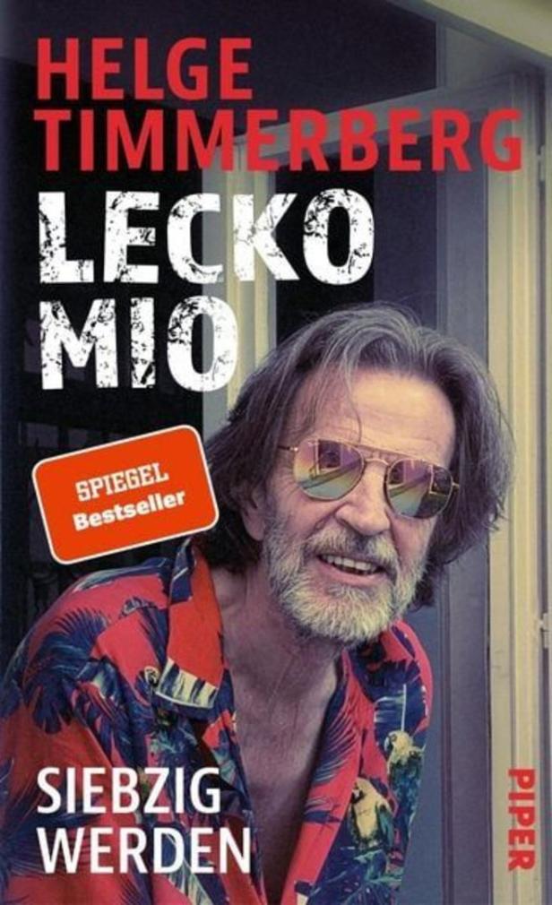 Das Buchcover von Helge Timmerbergs „Lecko Mio – Siebzig werden“ zeigt den Autor mit Sonnenbrille.