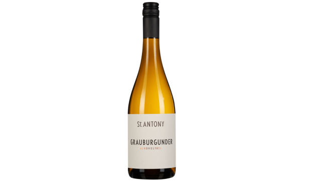 Eine Flasche alkoholfreier Grauburgunder von St. Antony.