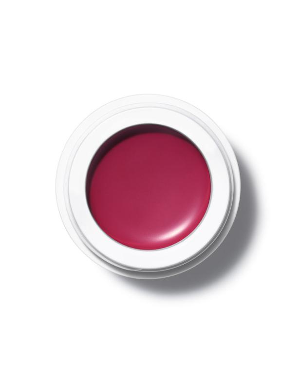 Ein Döschen mit rosafarbenem Lippenbalsam auf einem weißen Hintergrund.