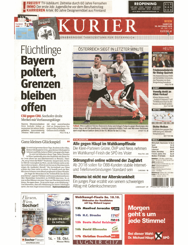 Titelseiten vom 10.10.2015