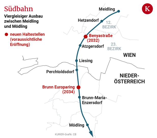 1,2 Milliarden Euro für viergleisige Südbahn: Neue Haltestellen, neuer S-Bahn-Takt