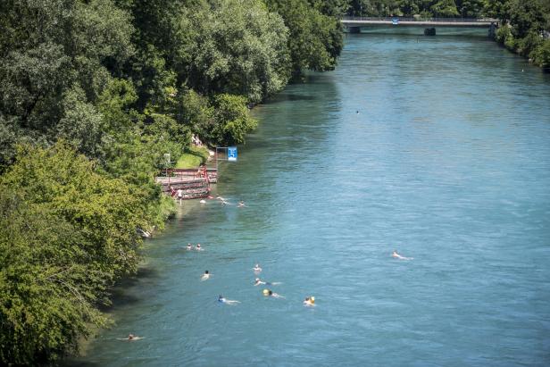Im Schweizer Kanton Bern „Grünradeln“ und in der Aare schwimmen