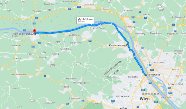 Radweg Wien nach Tulln.