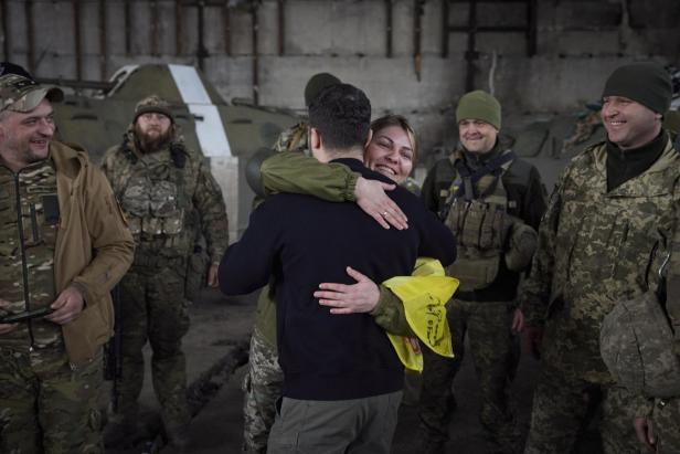Ukraine's President Zelensky visits troops near the Donetsk frontline