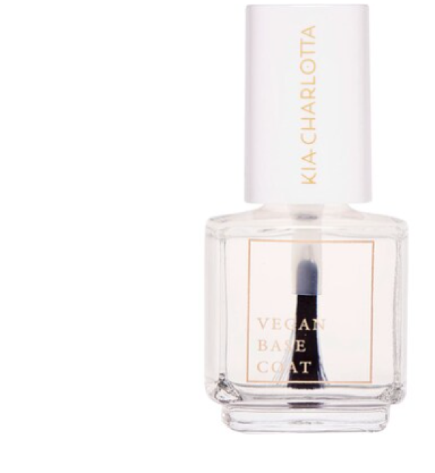 Eine Flasche „Kia-Charlotta“ Vegan Base Coat Nagellack.