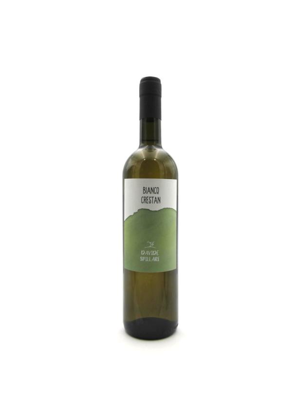 Eine Flasche „Bianco Crestan“ Weißwein von Davide Spillare.