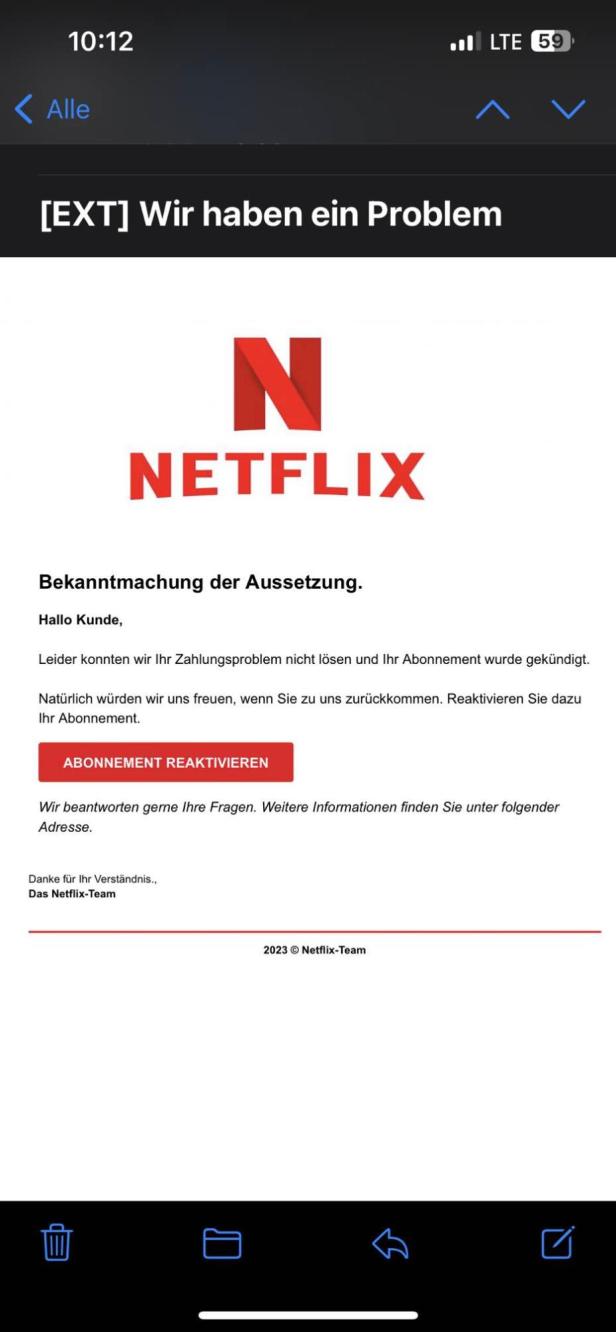 Achtung: Gefälschte Netflix-Mails im Umlauf