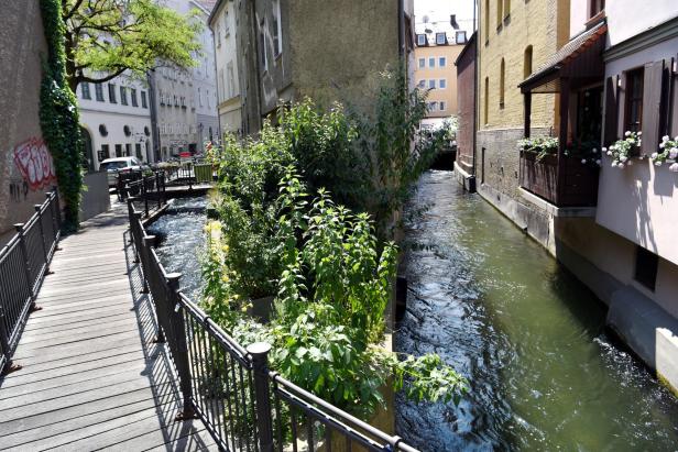 Der Hintere und Mittlere Lech in Augsburg, Teil des UNESCO-Welterbes Wassermanagementsystem.