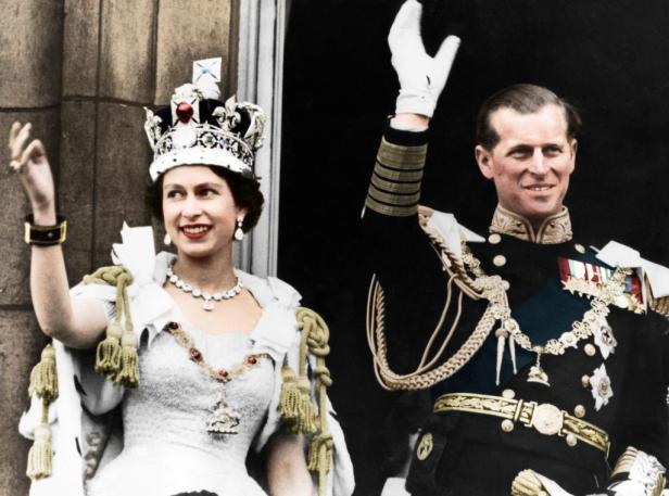 Queen Elizabeth II und Prinz Philip am Tag ihrer Krönung