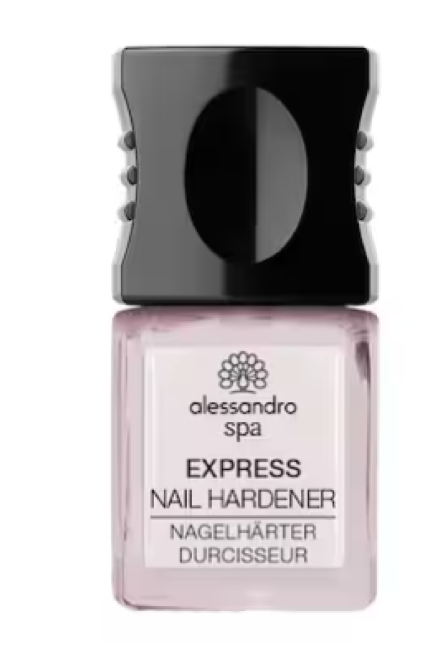 Eine Flasche „Alessandro Spa Express Nail Hardener“ Nagelstärker.