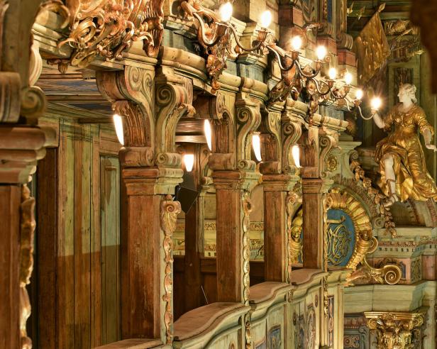 Bayreuth: Rang im Markgräflichen Opernhaus, UNESCO Weltkulturerbe.