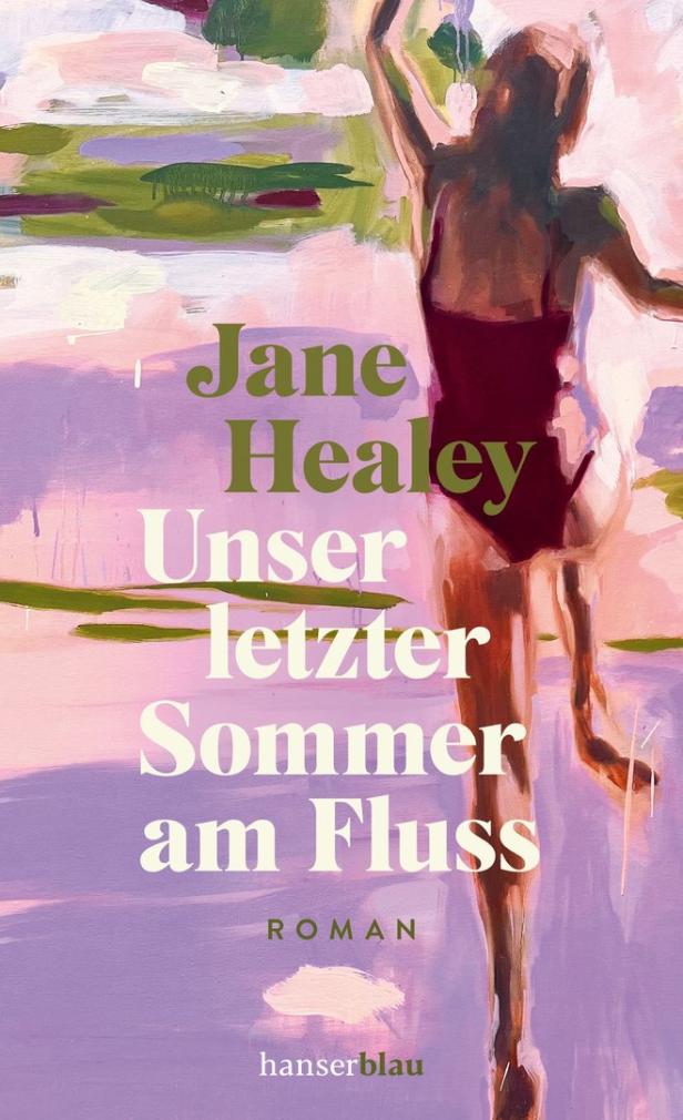 Das Cover des Romans „Unser letzter Sommer am Fluss“ von Jane Healey zeigt eine Frau im roten Badeanzug.