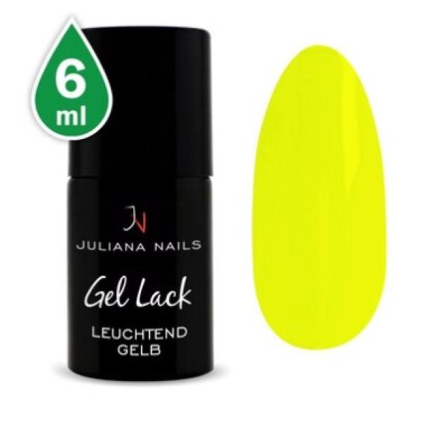 Ein Fläschchen „Juliana Nails“ Gel Lack in leuchtendem Gelb.