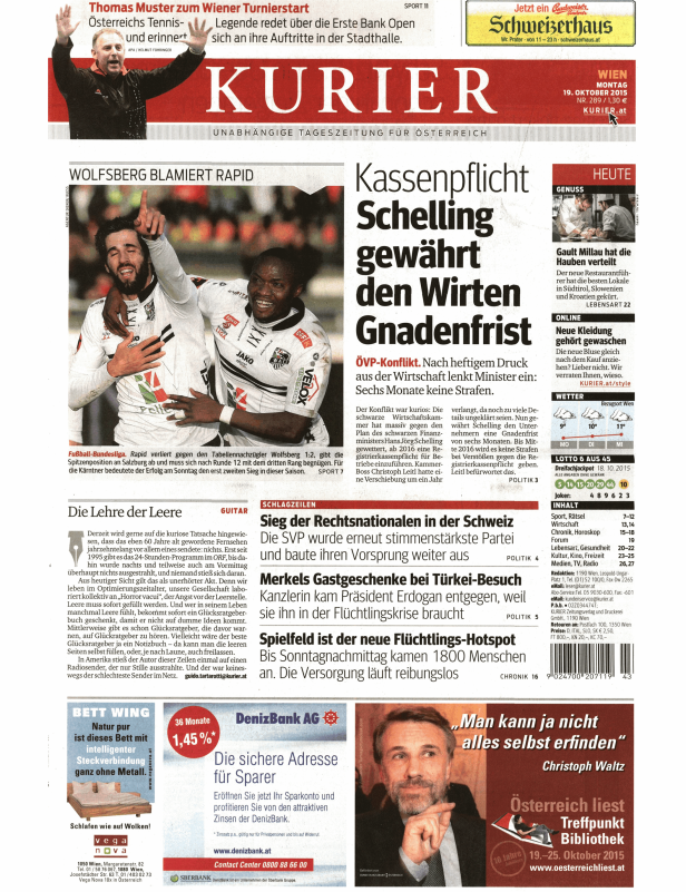 Titelseiten vom 19.10.2015