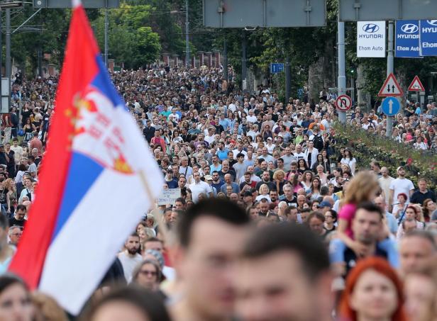 Opposition protest against violence in Serbian society