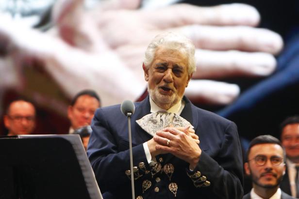 Spanish tenor Placido Domingo performs in Colombia