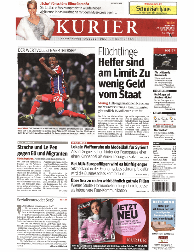 Titelseiten vom 20.10.2015